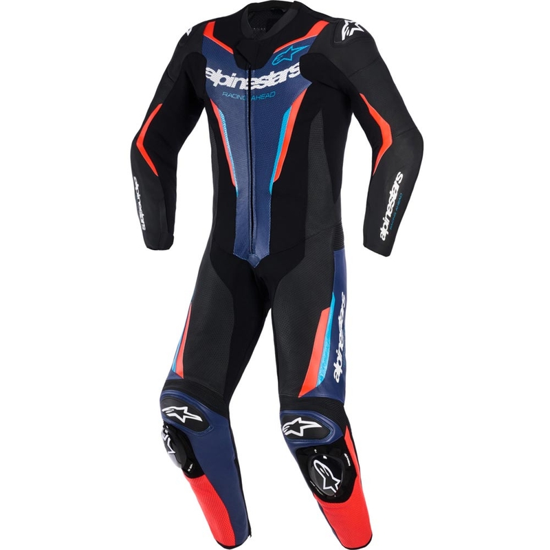 Combinaison de moto Alpinestars GP FORCE V2 une pièce noir-bleu-rouge fluo-