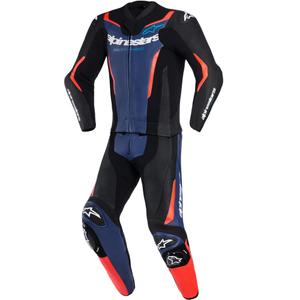 Combinaison moto Alpinestars GP Force V2 deux pièces noir-bleu-rouge fluo