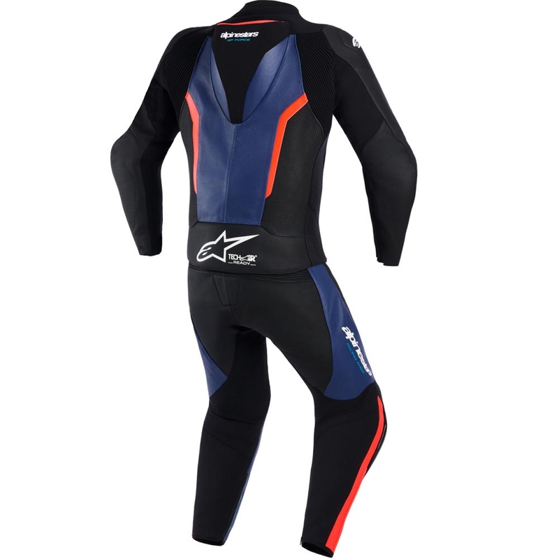 Combinaison moto Alpinestars GP Force V2 deux pièces noir-bleu-rouge fluo