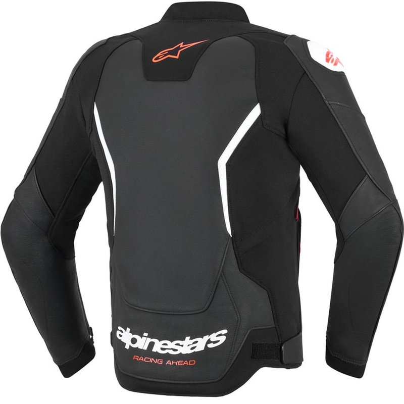Blouson de moto en cuir Alpinestars GP Force V2 noir-blanc-rouge