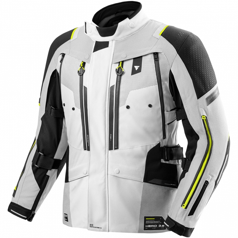 Blouson de moto Shima Hero 3.0 gris-jaune fluo