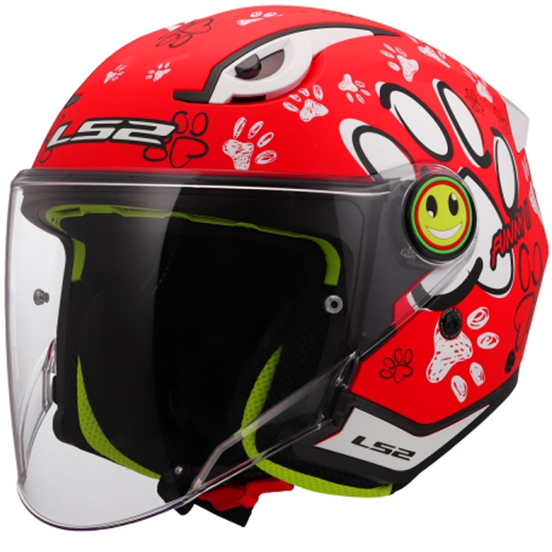 Casque de moto ouvert pour enfant LS2 OF622 Funny II Paws rouge