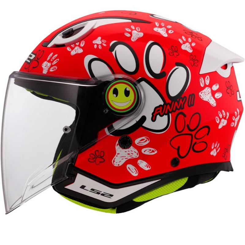 Casque de moto ouvert pour enfant LS2 OF622 Funny II Paws rouge