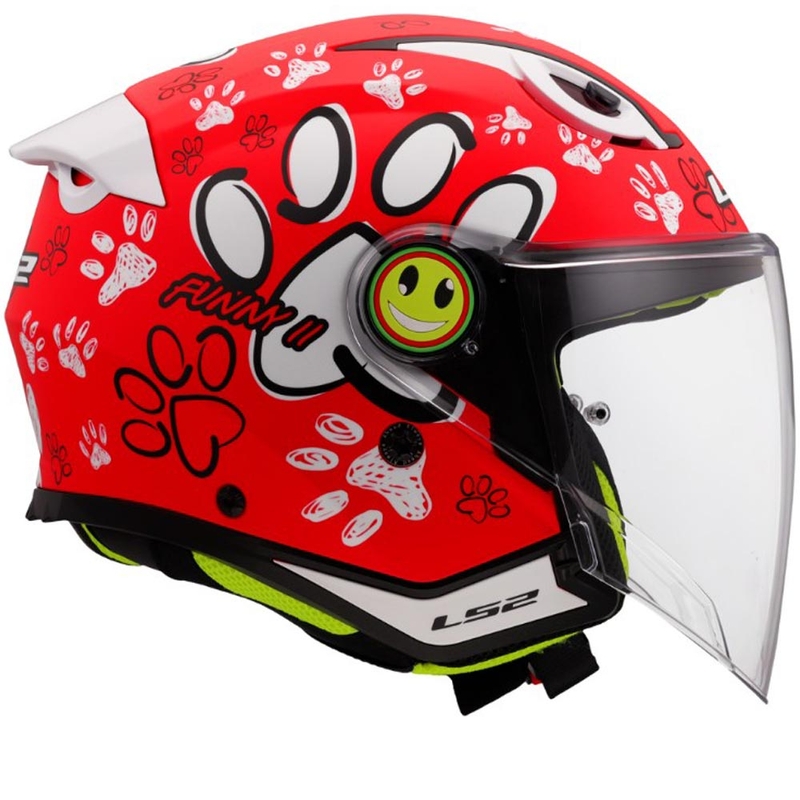Casque de moto ouvert pour enfant LS2 OF622 Funny II Paws rouge