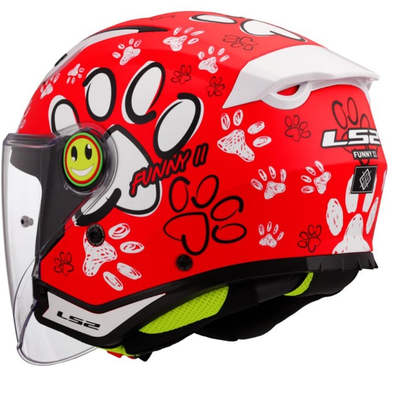Casque de moto ouvert pour enfant LS2 OF622 Funny II Paws rouge