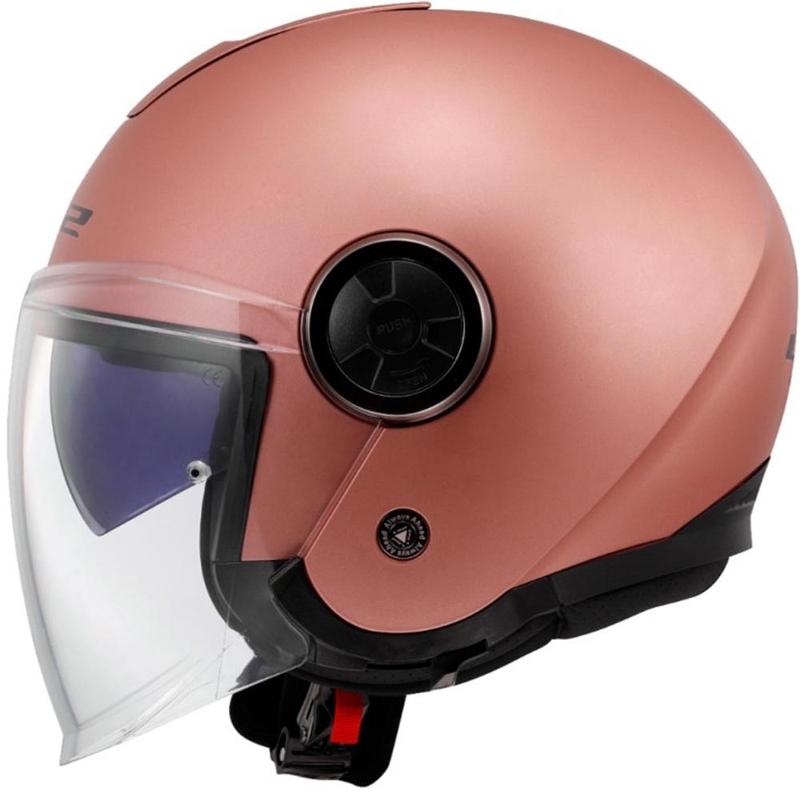 Casque de moto ouvert LS2 OF620 Classy Solid or-rose mat