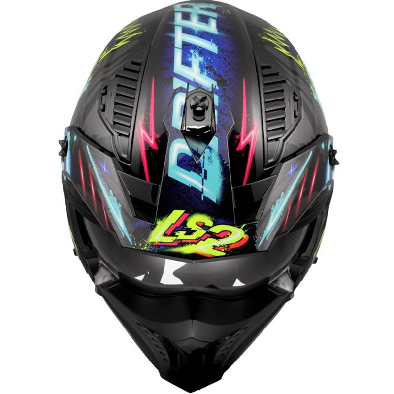 Casque de moto trial LS2 OF606 Drifter Rayz noir-bleu