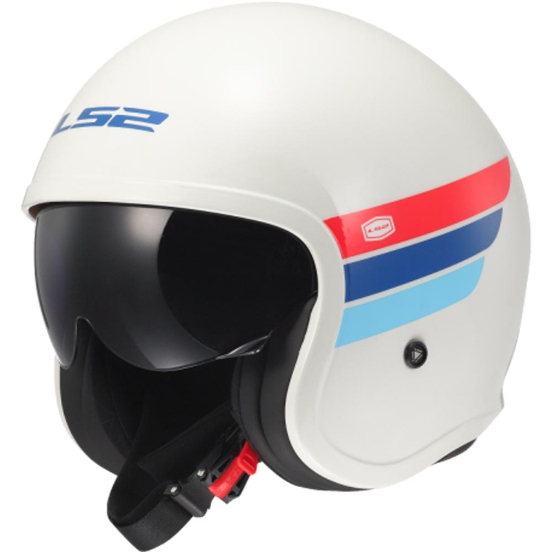 Casque de moto ouvert LS2 OF599 Spitfire II Retro blanc-bleu-rouge