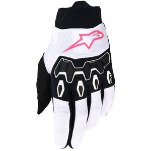 Gants de motocross femme Alpinestars Stella Full Bore V2, blanc, rose fluo et noir