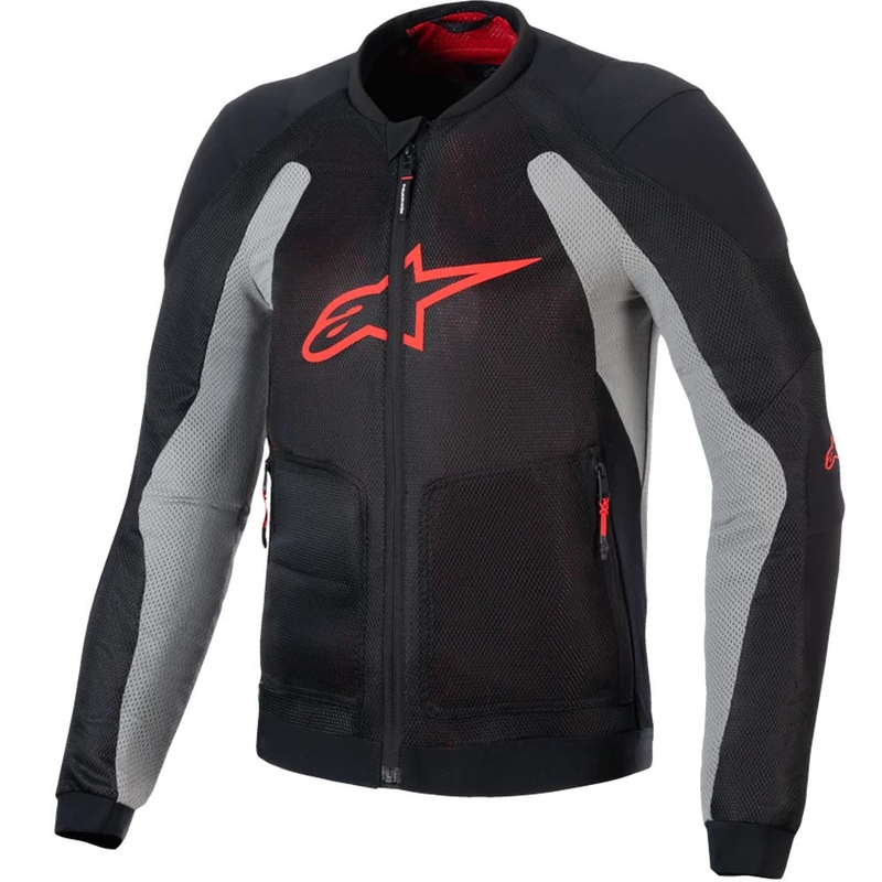 Blouson moto Alpinestars TROOP-AIR PRO noir-gris clair-rouge