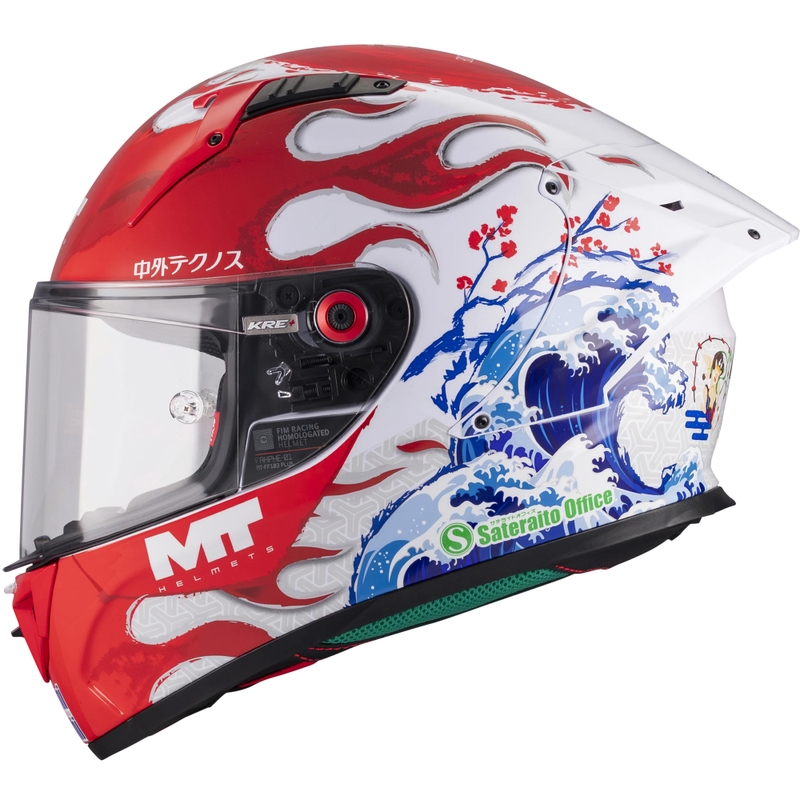 Casque intégral de moto KRE + S Yamanaka A5 rouge et blanc