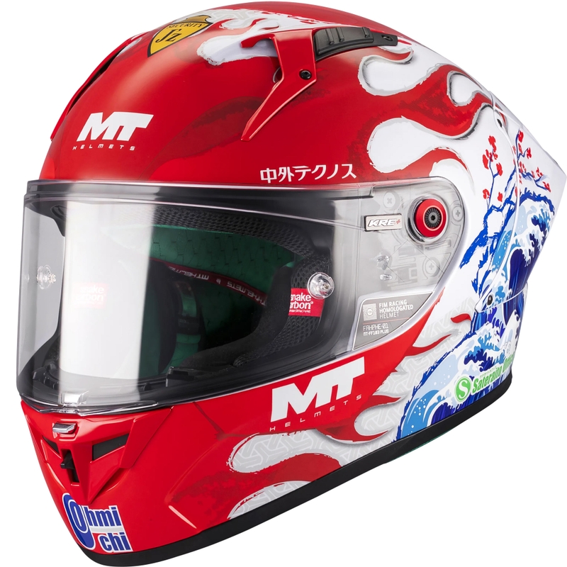 Casque intégral de moto KRE + S Yamanaka A5 rouge et blanc