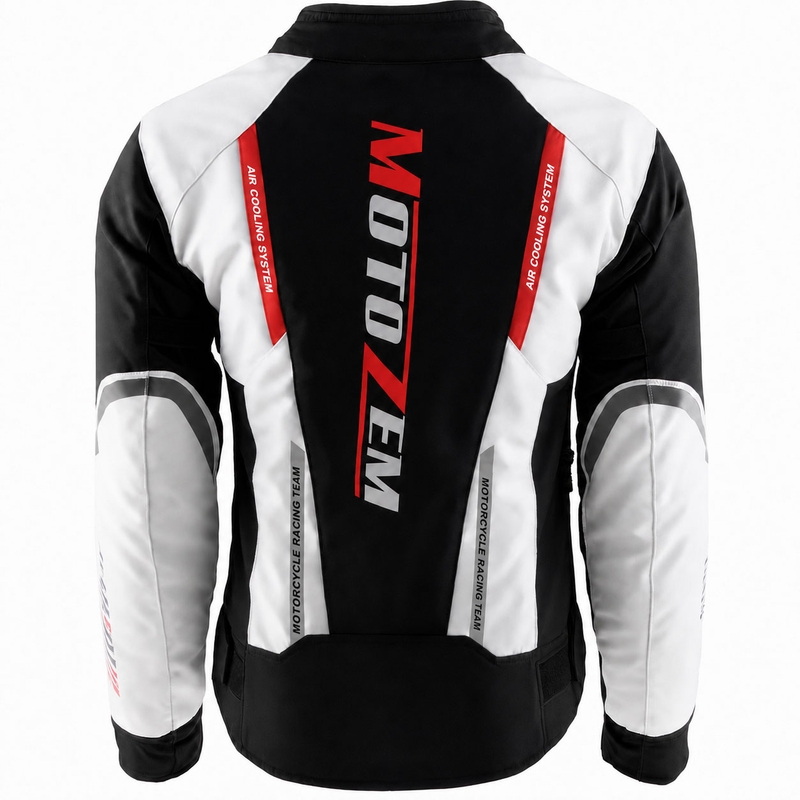 Veste de moto pour femme Motozem Team 2 noir et blanc