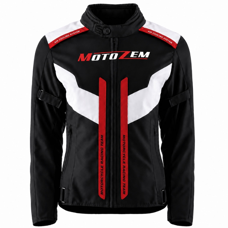 Veste de moto pour femme Motozem Team 2 noir et blanc