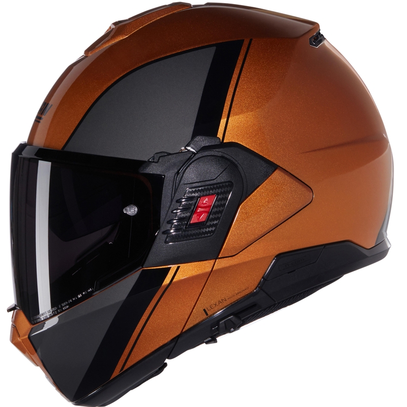 Casque de moto modulable Nolan N120-1 Verniciatura Speciale N-COM 343 ocre-noir brillant