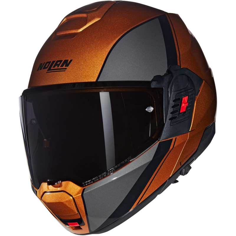 Casque de moto modulable Nolan N120-1 Verniciatura Speciale N-COM 343 ocre-noir brillant