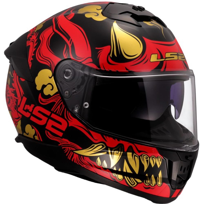 Casque intégral de moto LS2 FF808 Drako noir-rouge