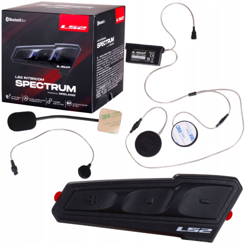 Intercom Bluetooth pour moto LS2 Spectrum noir