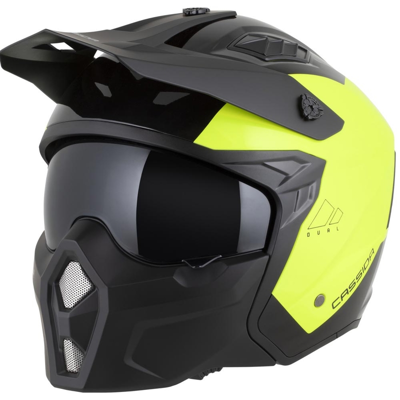 Casque de moto modulable Cassida Cross Country Dual jaune fluo-noir