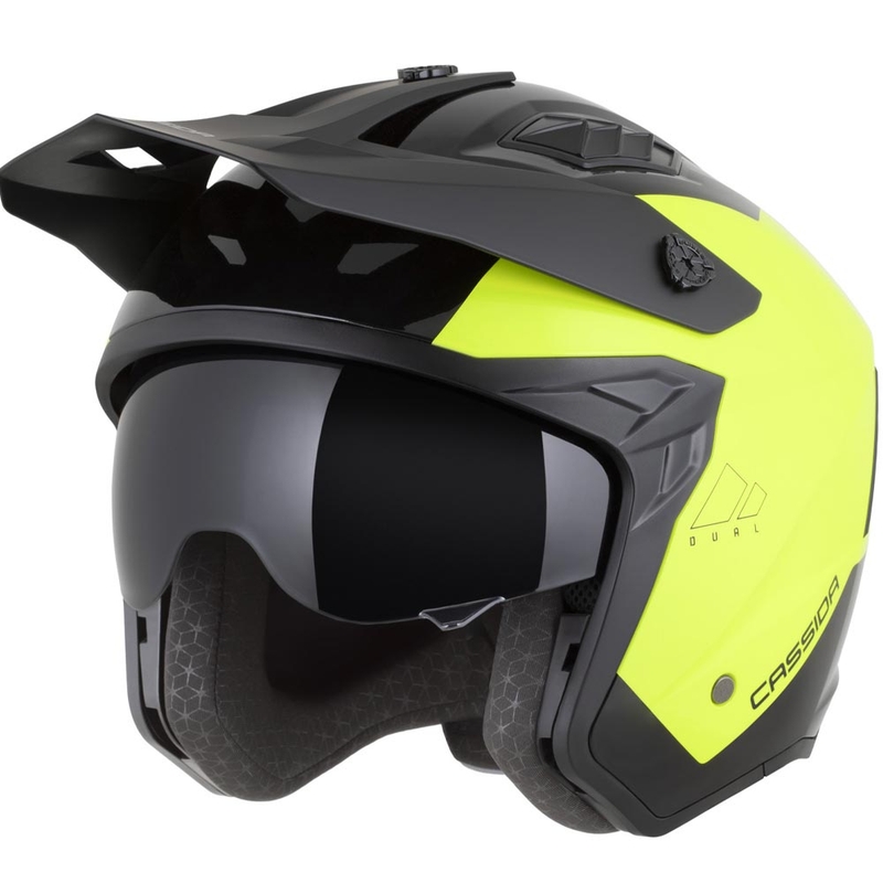 Casque de moto modulable Cassida Cross Country Dual jaune fluo-noir