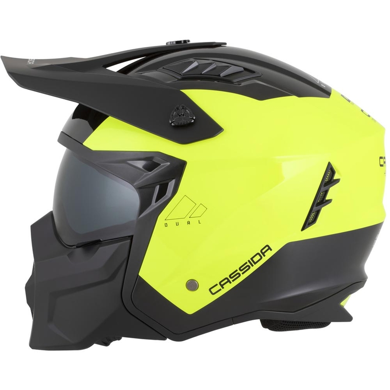 Casque de moto modulable Cassida Cross Country Dual jaune fluo-noir