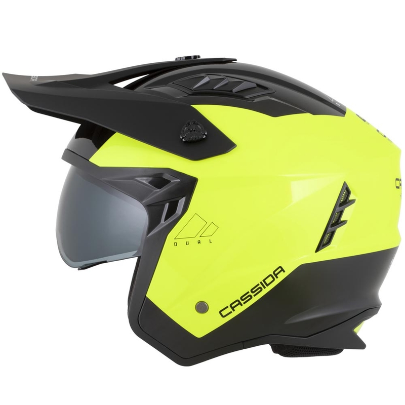 Casque de moto modulable Cassida Cross Country Dual jaune fluo-noir