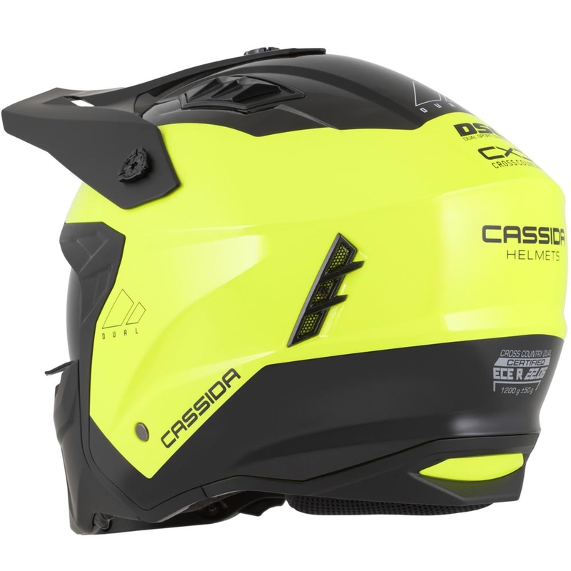 Casque de moto modulable Cassida Cross Country Dual jaune fluo-noir