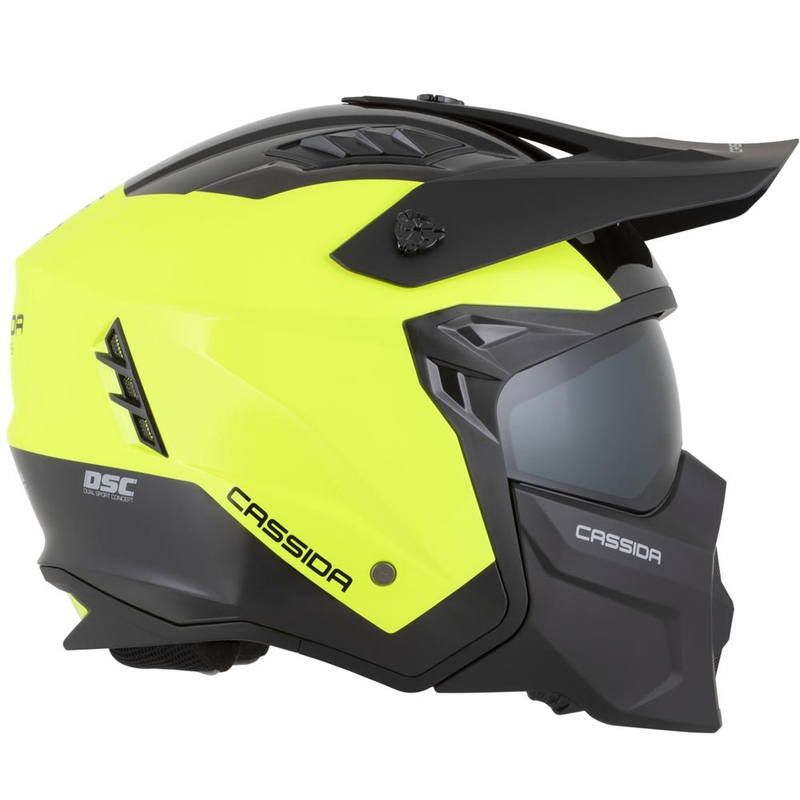 Casque de moto modulable Cassida Cross Country Dual jaune fluo-noir