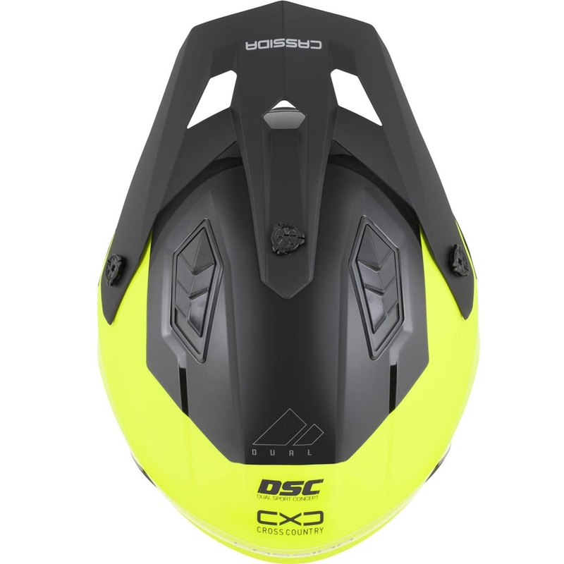 Casque de moto modulable Cassida Cross Country Dual jaune fluo-noir