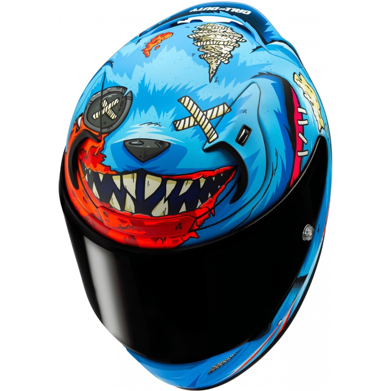 Casque intégral moto HJC RPHA 12 Mister Peeks bleu