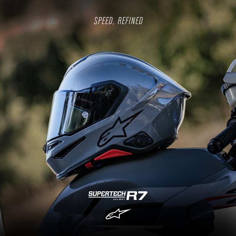 Casque intégral de moto Alpinestars S-R7 Solid gris