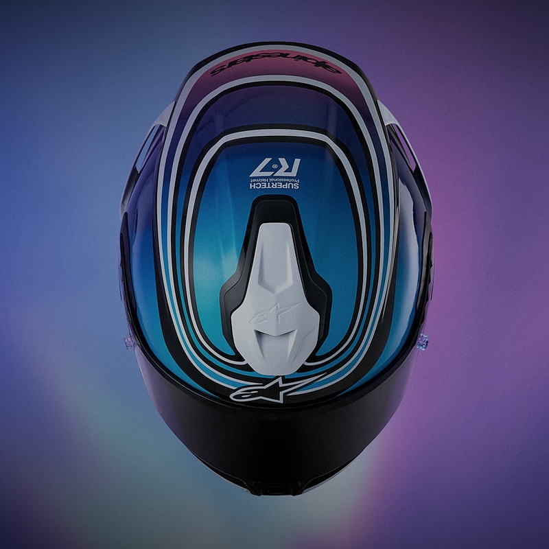 Casque intégral de moto Alpinestars S-R7 Zeal noir-bleu-rose fluo-blanc