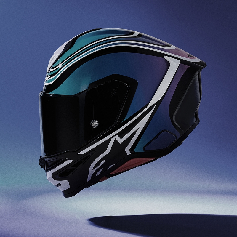 Casque intégral de moto Alpinestars S-R7 Zeal noir-bleu-rose fluo-blanc