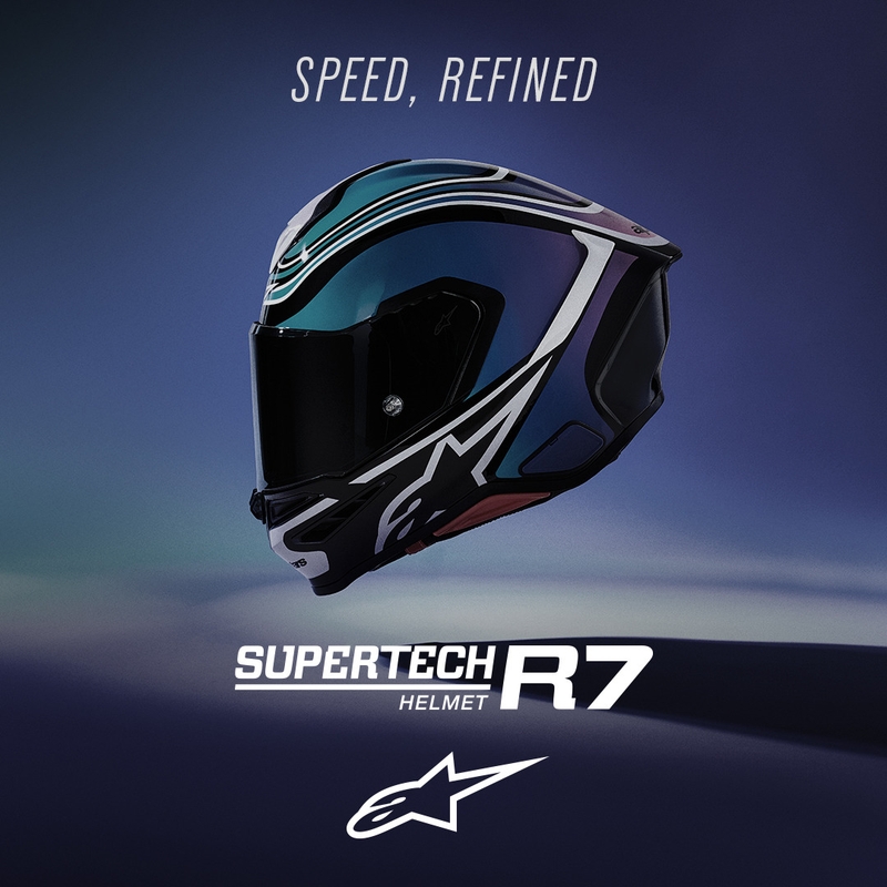 Casque intégral de moto Alpinestars S-R7 Zeal noir-bleu-rose fluo-blanc