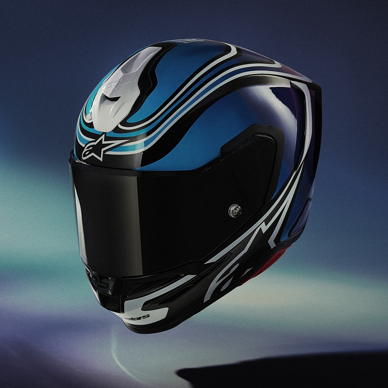 Casque intégral de moto Alpinestars S-R7 Zeal noir-bleu-rose fluo-blanc