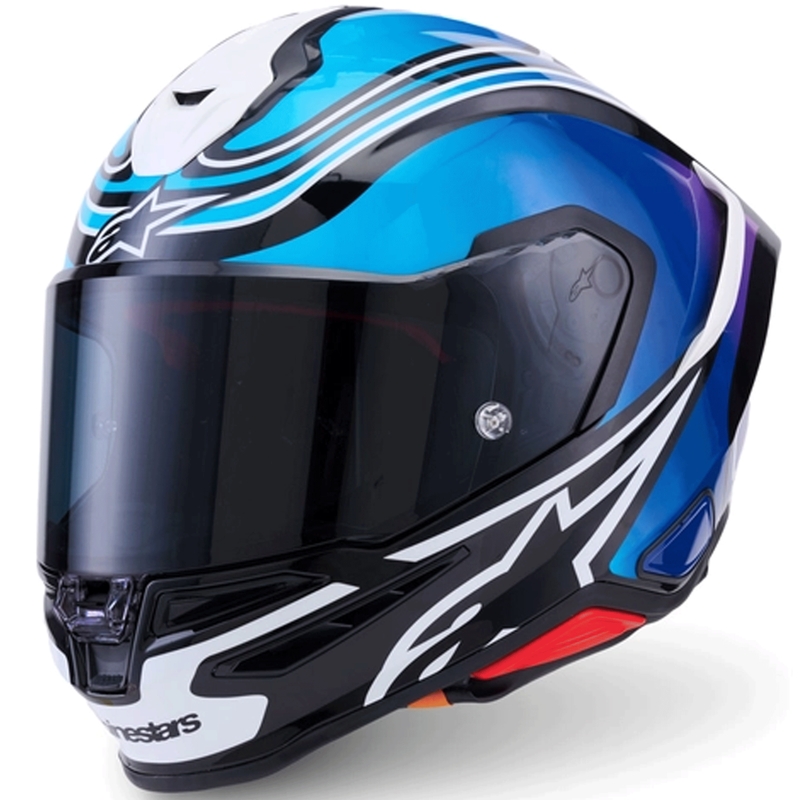 Casque intégral de moto Alpinestars S-R7 Zeal noir-bleu-rose fluo-blanc