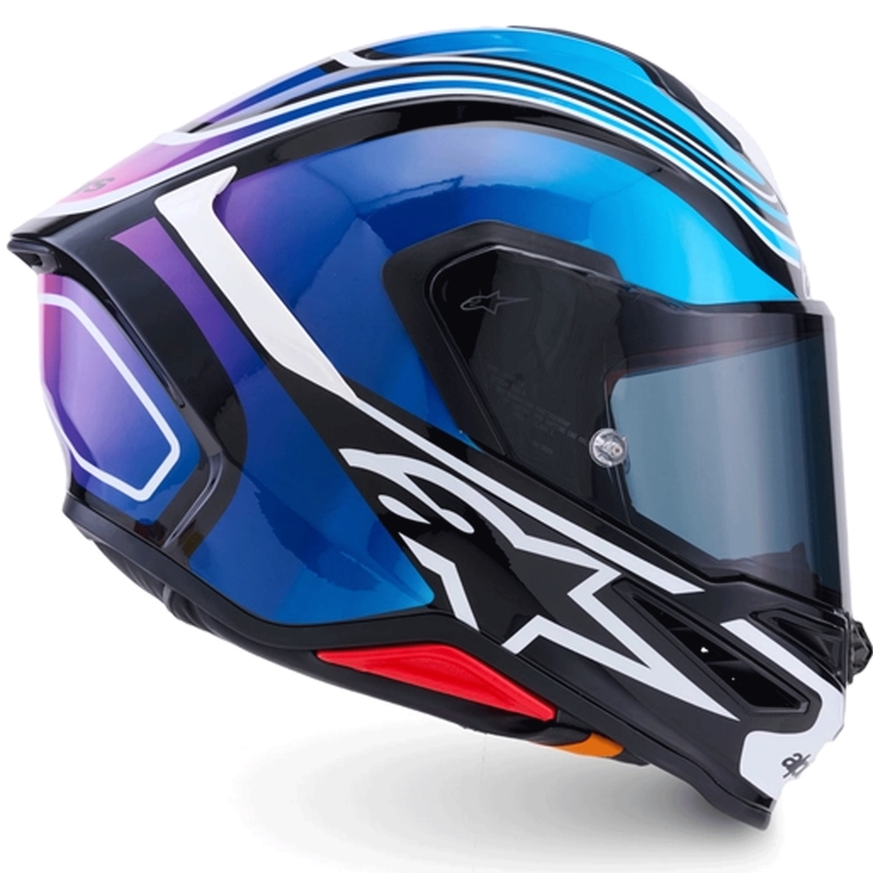 Casque intégral de moto Alpinestars S-R7 Zeal noir-bleu-rose fluo-blanc