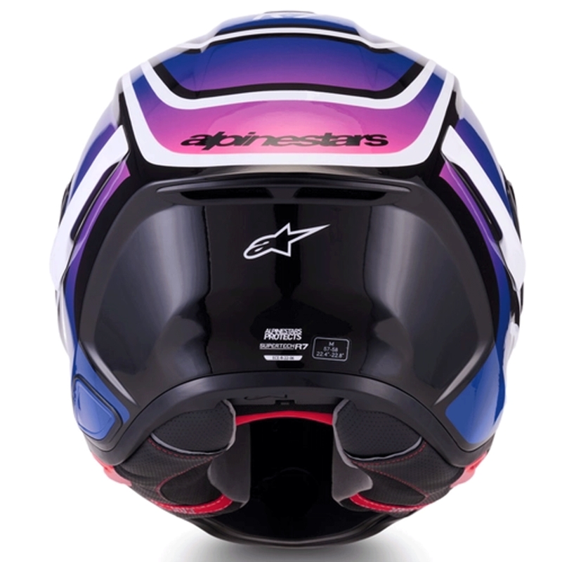 Casque intégral de moto Alpinestars S-R7 Zeal noir-bleu-rose fluo-blanc