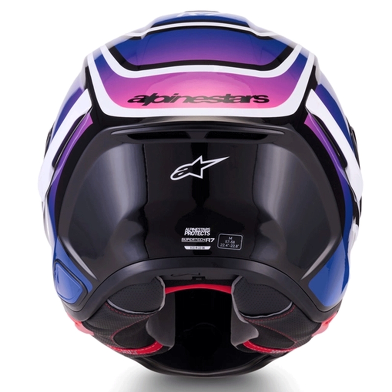 Casque intégral de moto Alpinestars S-R7 Zeal noir-bleu-rose fluo-blanc