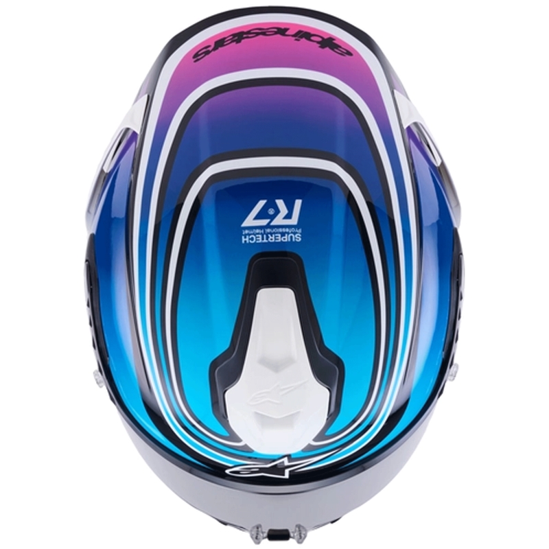 Casque intégral de moto Alpinestars S-R7 Zeal noir-bleu-rose fluo-blanc