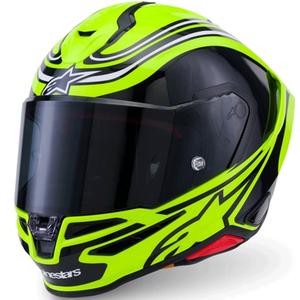 Casque intégral de moto Alpinestars S-R7 Zeal jaune fluo-noir-blanc