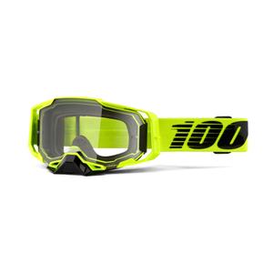 Lunettes de moto-cross 100% ARMEGA Nuclear Jaune agrumes (plexi transparent)