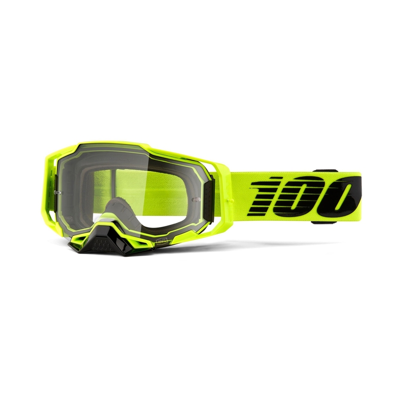 Lunettes de moto-cross 100% ARMEGA Nuclear Jaune agrumes (plexi transparent)