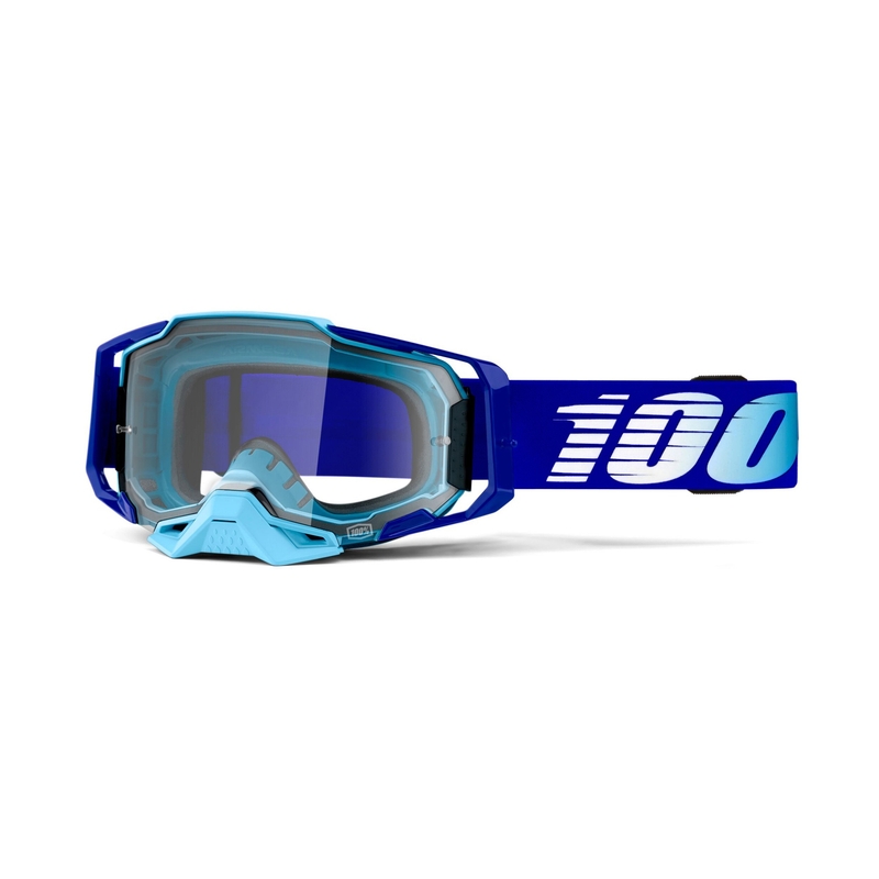 Lunettes de moto-cross 100% ARMEGA Bleu royal (plexi transparent)