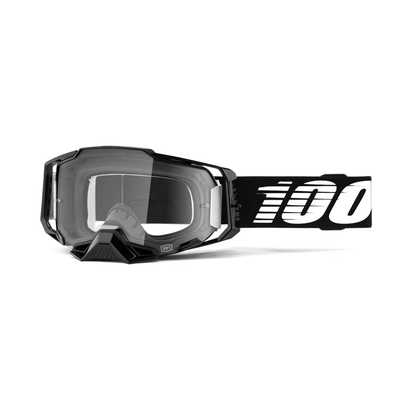 Lunettes de motocross 100% ARMEGA noir (plexi transparent)