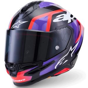 Casque intégral de moto Alpinestars S-R7 Lumen noir-violet-rouge fluo-blanc