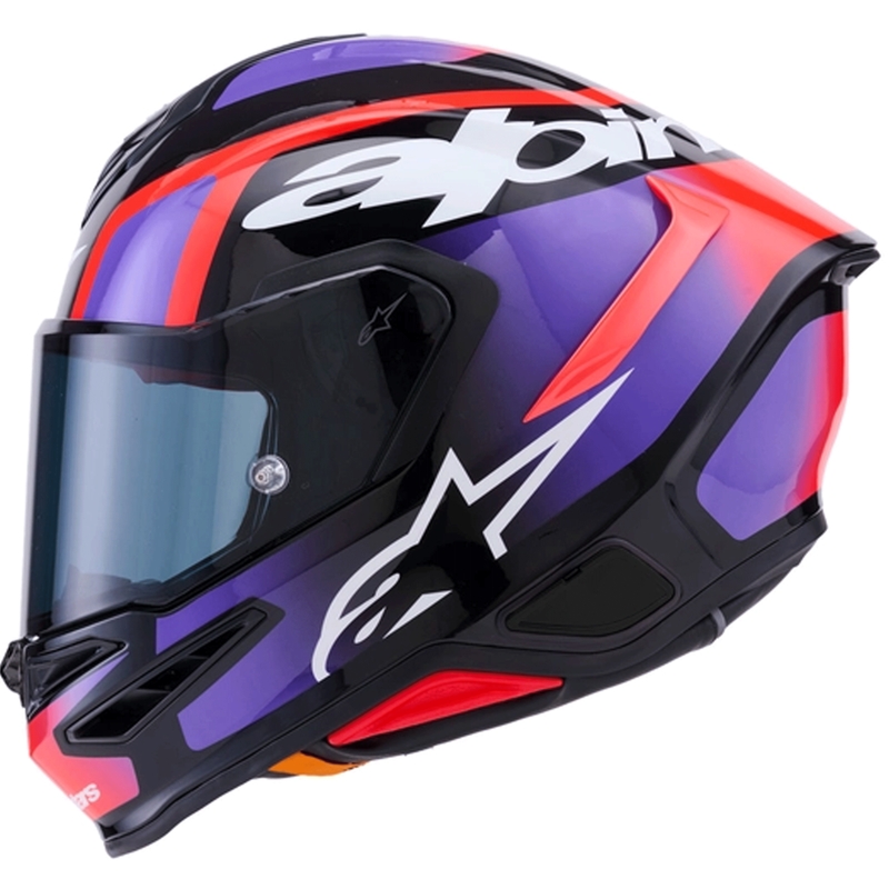 Casque intégral de moto Alpinestars S-R7 Lumen noir-violet-rouge fluo-blanc