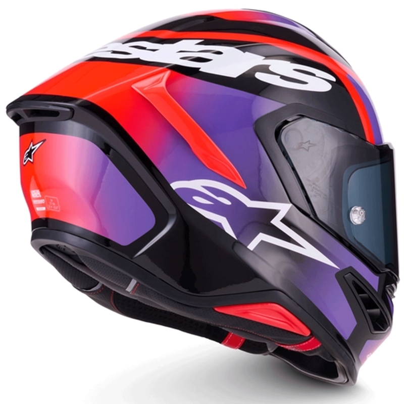 Casque intégral de moto Alpinestars S-R7 Lumen noir-violet-rouge fluo-blanc