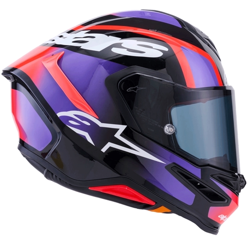 Casque intégral de moto Alpinestars S-R7 Lumen noir-violet-rouge fluo-blanc
