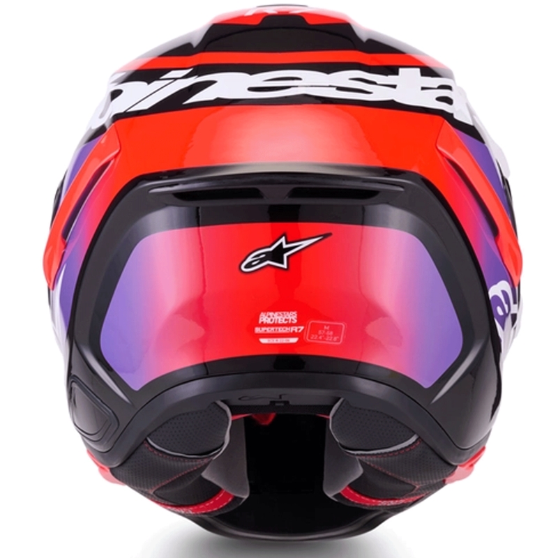Casque intégral de moto Alpinestars S-R7 Lumen noir-violet-rouge fluo-blanc